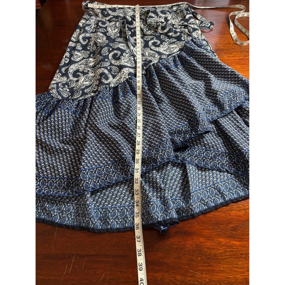 Mix Nouveau Womens Faux Wrap Boho Ruffle Maxi Skirt PXL Cottage Country Peasant - Picture 6 of 8